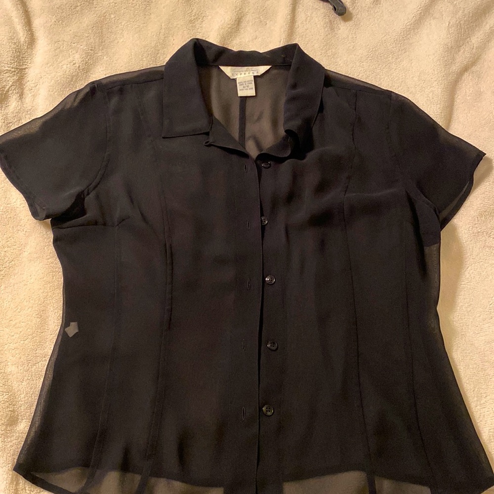 Sheer button blouse by Express in black. Size is 9/10 in like new condition